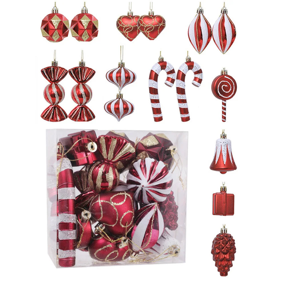 Christmas Candy Cane & Peppermint Baubles Set – Festive Hanging Ornaments for Tree & Holiday Décor