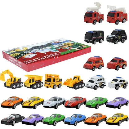 2025 Kids Christmas Advent Calendar – 24 Days of Fire Truck & Engineering Car Toys Gift Set