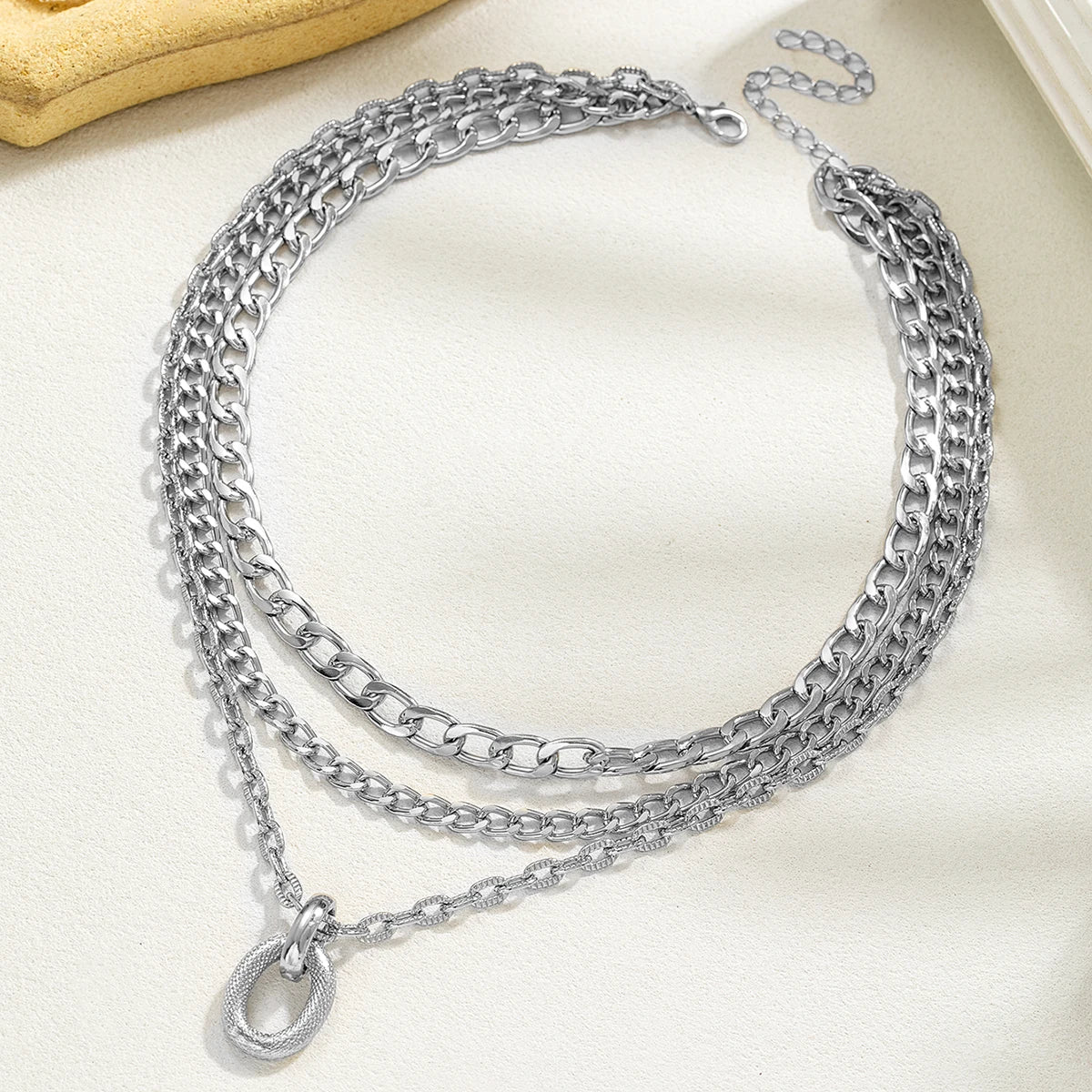 Women’s Layered Necklace with Aluminium Chain – Modern Fashion Jewellery