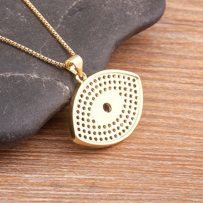 Turkish Evil Eye Pendant Necklace with Colourful Zircon – Unisex Lucky Protection Choker, Classic Gift Jewellery