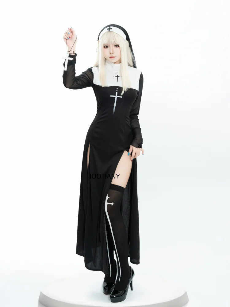 Sexy Anime Nun Costume – Cute Halloween Cosplay Sister Outfit for Women