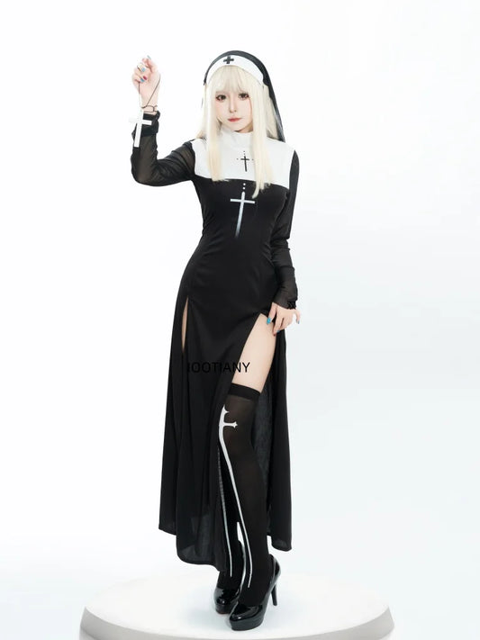 Sexy Anime Nun Costume – Cute Halloween Cosplay Sister Outfit for Women