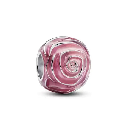 925 Sterling Silver Pink Daisy Flower Spacer Charms – Butterfly, Heart & Bird Beads for DIY Bracelet & Necklace Jewellery