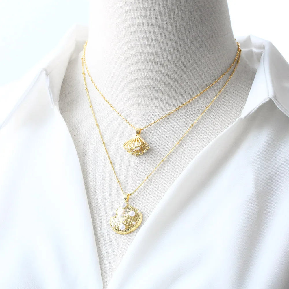 ASJEWELRY White Pearl Shell Bee & CZ Crystal Heart Necklace for Women – Elegant Zircon Jewellery Gift