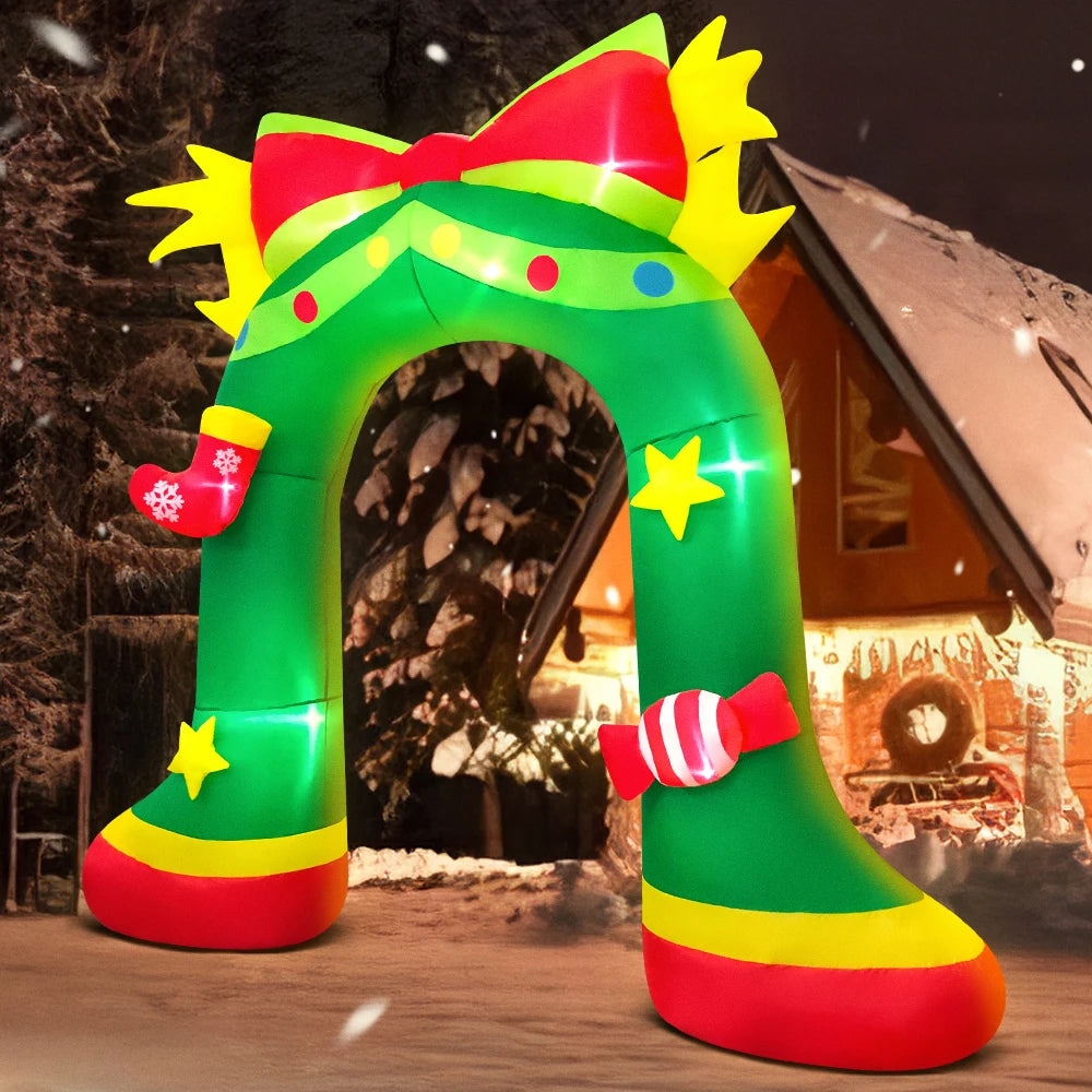 Merry Santa Sleigh Arch LED Inflatable | Christmas Outdoor & Garden Decoration