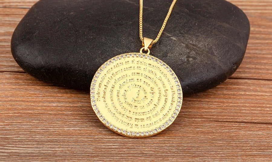 AIBEF S/L Relief Coin Pendant Necklace – Vintage Copper Medallion Design for Women & Men, Fashion Jewelry Gift