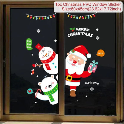 Christmas Window Stickers Christmas Wall Sticker Room Wall Decals Merry Christmas Decors For Home New Year Stickers 2025