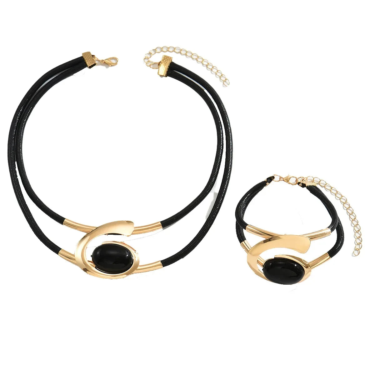 Geometric Jewelry Set for Women – Luxury Gemstone Necklace & Bracelet Set | Elegant Cross-Border Designer Style