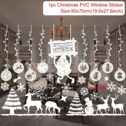 Christmas Window Stickers Christmas Wall Sticker Room Wall Decals Merry Christmas Decors For Home New Year Stickers 2025