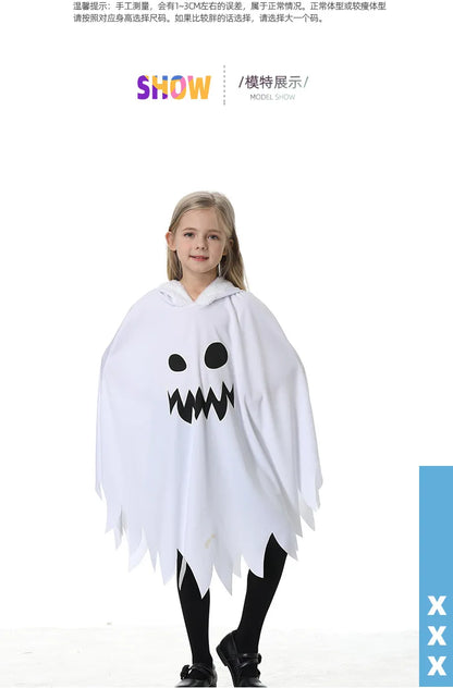 Kids Luminous Ghost Cape Costume – Halloween Party Fancy Dress for Boys & Girls