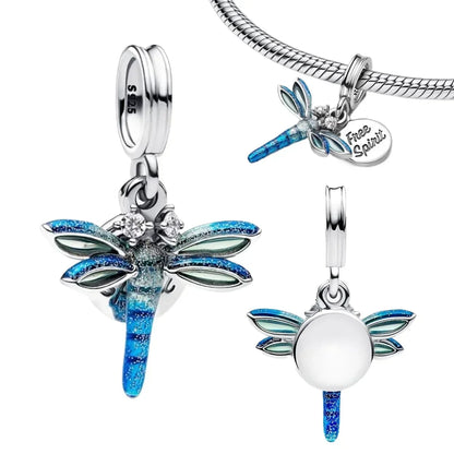 925 Sterling Silver Pink Daisy Flower Spacer Charms – Butterfly, Heart & Bird Beads for DIY Bracelet & Necklace Jewellery