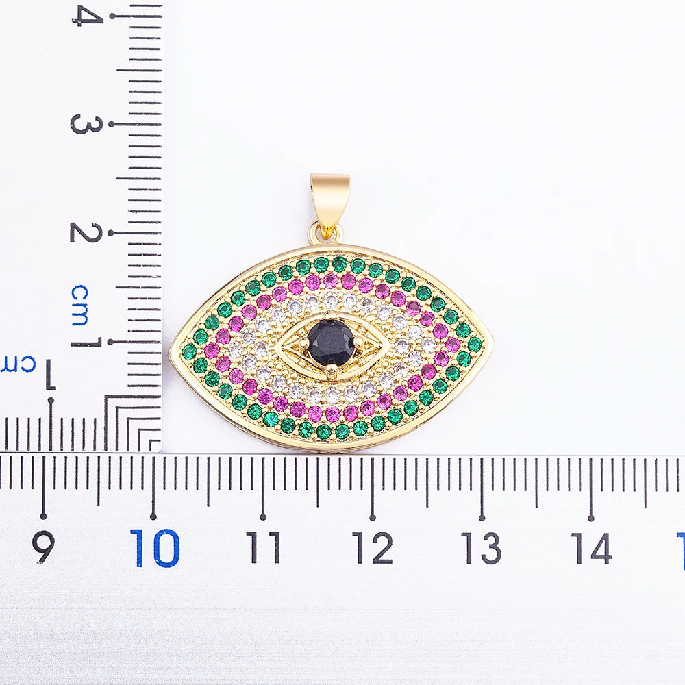 Turkish Evil Eye Pendant Necklace with Colourful Zircon – Unisex Lucky Protection Choker, Classic Gift Jewellery