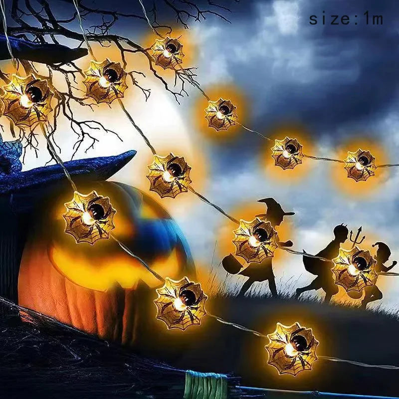 Halloween LED String Lights – Pumpkin, Skull & Eyeball Lanterns, Trick or Treat Horror Decoration 2025