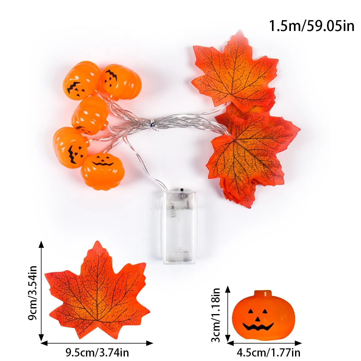 LED Pumpkin & Maple Leaf Garland – Autumn Fairy String Lights for Parties, Weddings & Seasonal Décor