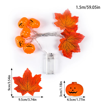 LED Pumpkin & Maple Leaf Garland – Autumn Fairy String Lights for Parties, Weddings & Seasonal Décor