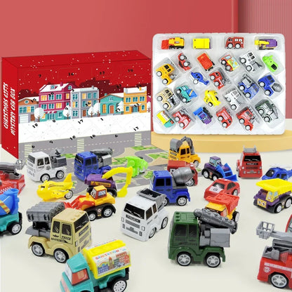 2025 Kids Christmas Advent Calendar – 24 Days of Fire Truck & Engineering Car Toys Gift Set