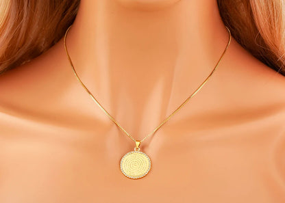 AIBEF S/L Relief Coin Pendant Necklace – Vintage Copper Medallion Design for Women & Men, Fashion Jewelry Gift