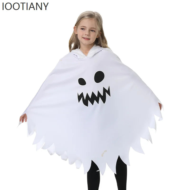 Kids Luminous Ghost Cape Costume – Halloween Party Fancy Dress for Boys & Girls