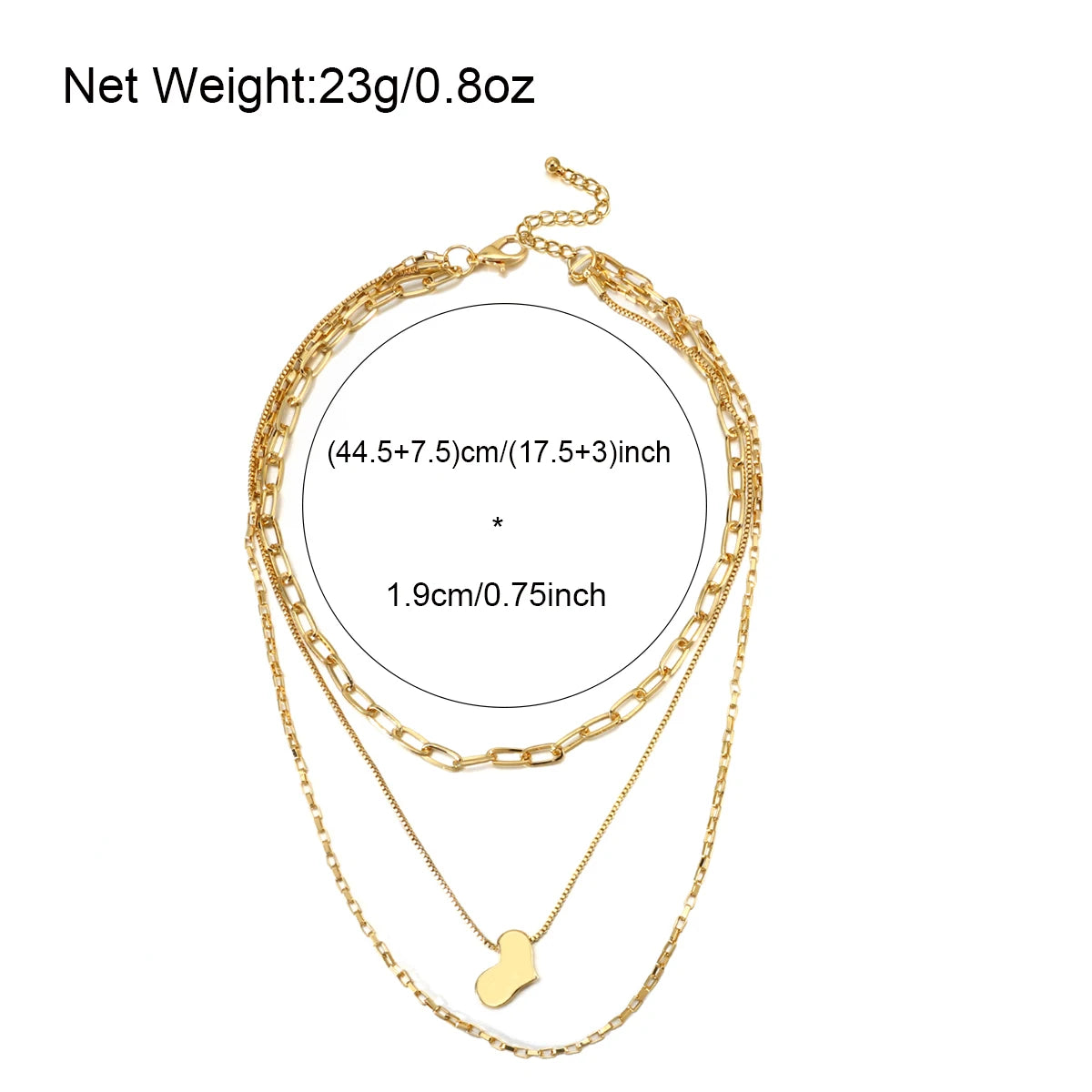 Flashbuy Gold Multilayer Chain Necklace for Women – Heart Charm Pendant Fashion Jewellery Gift
