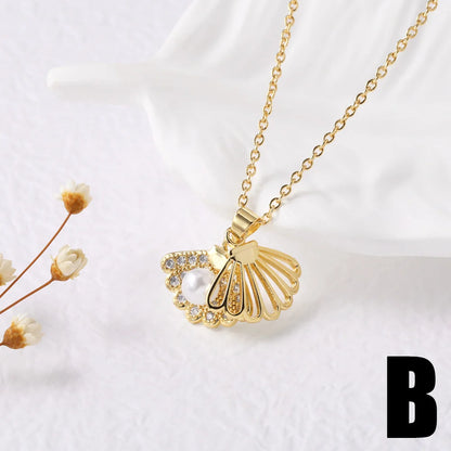 ASJEWELRY White Pearl Shell Bee & CZ Crystal Heart Necklace for Women – Elegant Zircon Jewellery Gift