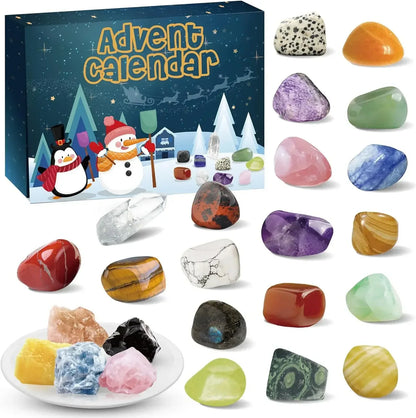 24 Days Christmas Crystal Advent Calendar – Natural Gemstone Collection Gift Box for Kids 2025