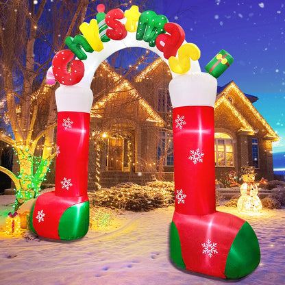 Merry Santa Sleigh Arch LED Inflatable | Christmas Outdoor & Garden Decoration