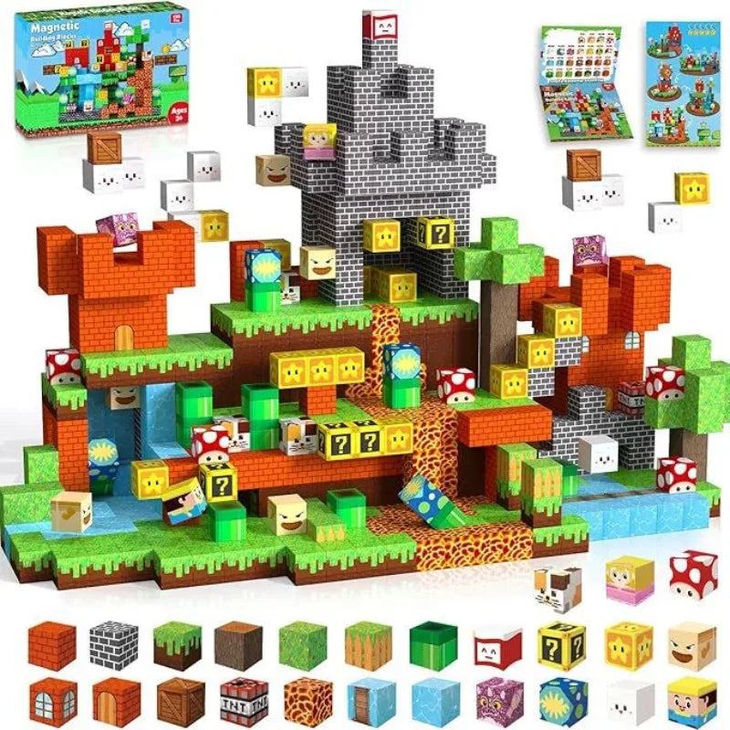 Magnetic Building Blocks Mine Magnet World Construction Set Stacking Magnet Cube STEM Sensory Toys for Boy Girl Kids Age 3+
