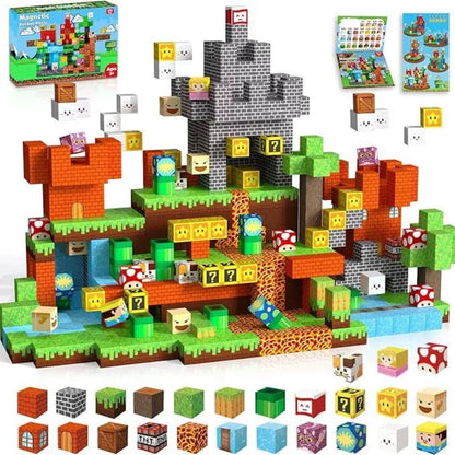 Magnetic Building Blocks Mine Magnet World Construction Set Stacking Magnet Cube STEM Sensory Toys for Boy Girl Kids Age 3+