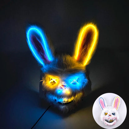 Scary Neon Light Mask – Killer Bear LED Cosplay for Halloween