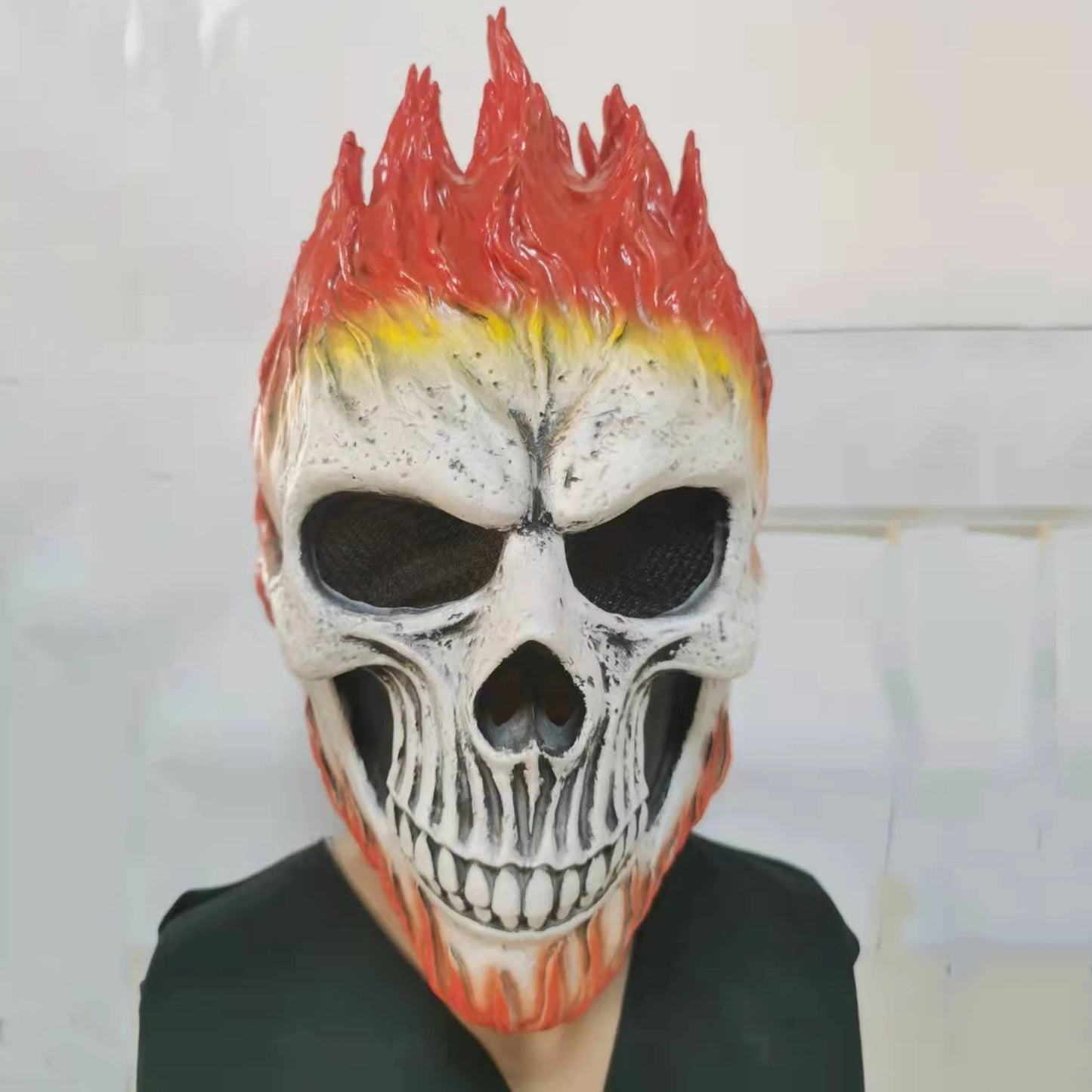 Terrifying Halloween Flame Clown Mask – Realistic Latex Horror Zombie Joker with Wig | Scary Masquerade Party Prop