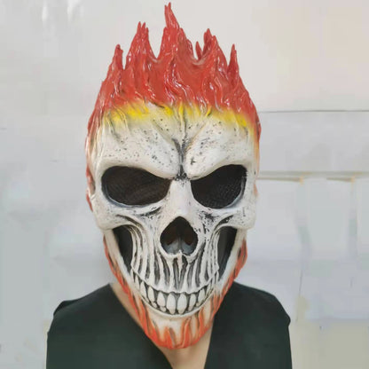 Terrifying Halloween Flame Clown Mask – Realistic Latex Horror Zombie Joker with Wig | Scary Masquerade Party Prop