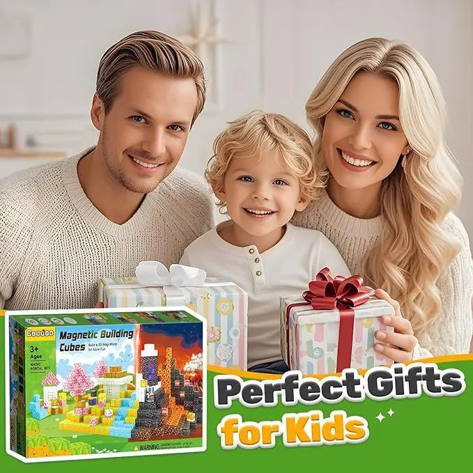 Magnetic Building Blocks Mine Magnet World Construction Set Stacking Magnet Cube STEM Sensory Toys for Boy Girl Kids Age 3+