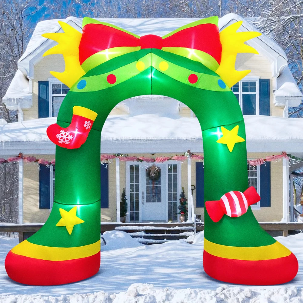 Merry Santa Sleigh Arch LED Inflatable | Christmas Outdoor & Garden Decoration