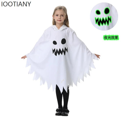 Kids Luminous Ghost Cape Costume – Halloween Party Fancy Dress for Boys & Girls