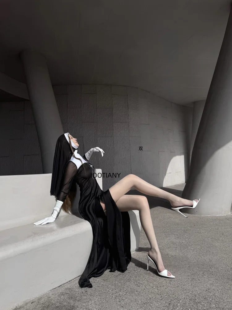 Sexy Anime Nun Costume – Cute Halloween Cosplay Sister Outfit for Women