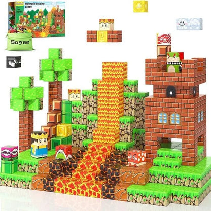 Magnetic Building Blocks Mine Magnet World Construction Set Stacking Magnet Cube STEM Sensory Toys for Boy Girl Kids Age 3+