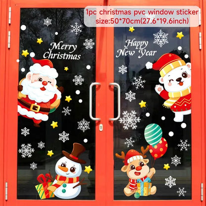 Christmas Window Stickers Christmas Wall Sticker Room Wall Decals Merry Christmas Decors For Home New Year Stickers 2025