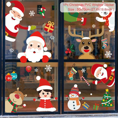 Christmas Window Stickers Christmas Wall Sticker Room Wall Decals Merry Christmas Decors For Home New Year Stickers 2025