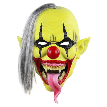 Terrifying Halloween Flame Clown Mask – Realistic Latex Horror Zombie Joker with Wig | Scary Masquerade Party Prop