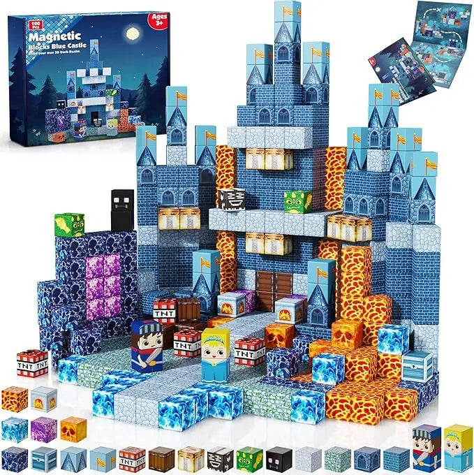 Magnetic Building Blocks Mine Magnet World Construction Set Stacking Magnet Cube STEM Sensory Toys for Boy Girl Kids Age 3+