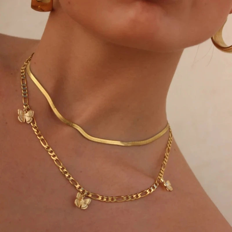 Bls-Miracle Gold Heart-Shaped Multi-Layer Necklace for Women – Trendy Adjustable Chain Y2K Pendant Jewellery