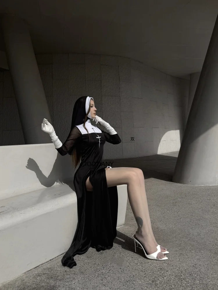 Sexy Anime Nun Costume – Cute Halloween Cosplay Sister Outfit for Women