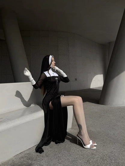 Sexy Anime Nun Costume – Cute Halloween Cosplay Sister Outfit for Women
