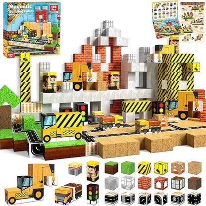 Magnetic Building Blocks Mine Magnet World Construction Set Stacking Magnet Cube STEM Sensory Toys for Boy Girl Kids Age 3+