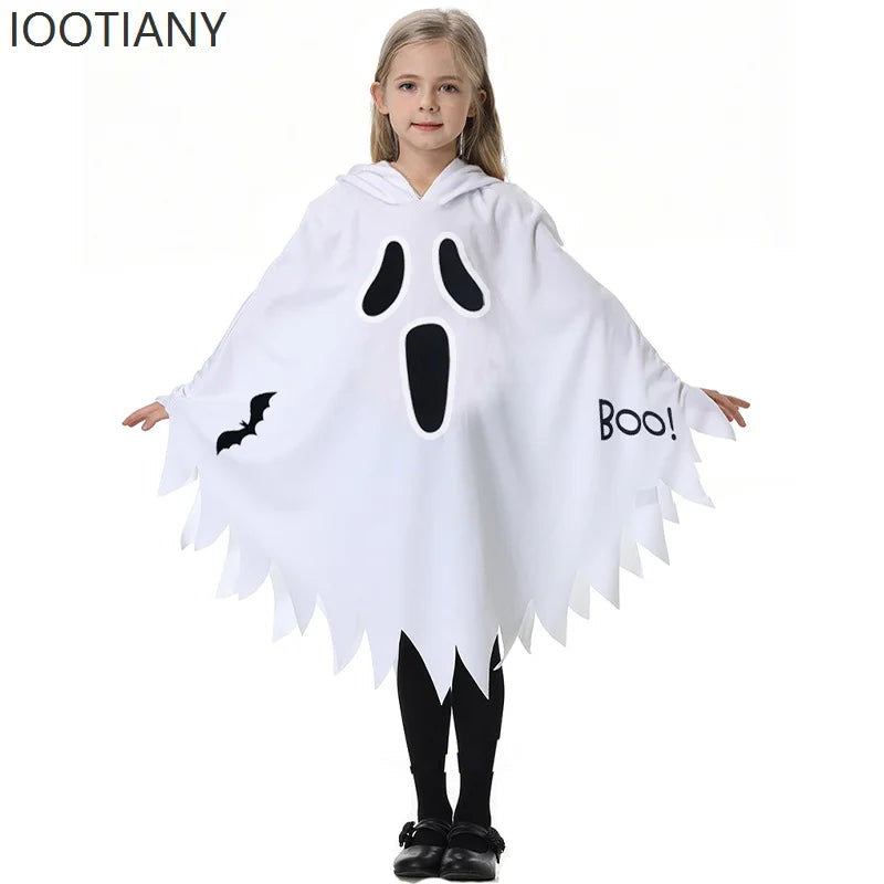 Kids Luminous Ghost Cape Costume – Halloween Party Fancy Dress for Boys & Girls