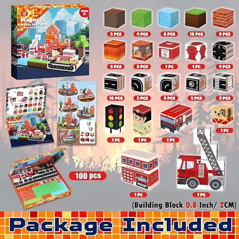 Magnetic Building Blocks Mine Magnet World Construction Set Stacking Magnet Cube STEM Sensory Toys for Boy Girl Kids Age 3+