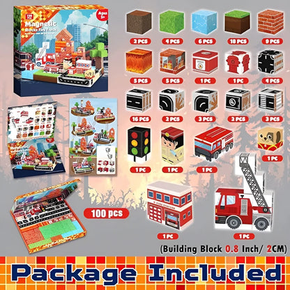 Magnetic Building Blocks Mine Magnet World Construction Set Stacking Magnet Cube STEM Sensory Toys for Boy Girl Kids Age 3+
