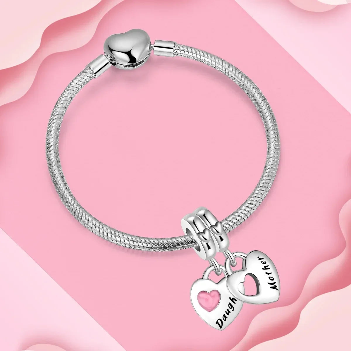 925 Sterling Silver Pink Daisy Flower Spacer Charms – Butterfly, Heart & Bird Beads for DIY Bracelet & Necklace Jewellery