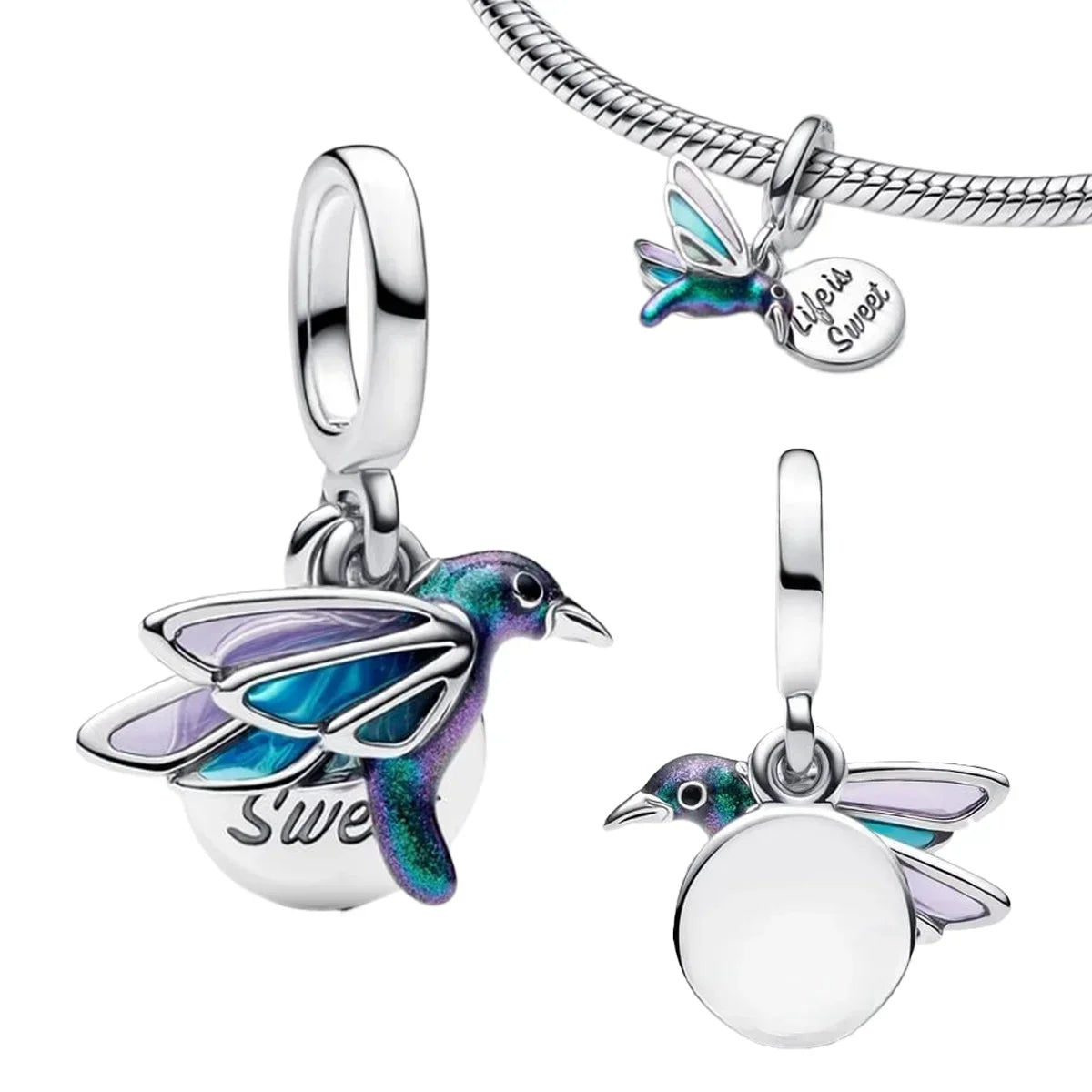 925 Sterling Silver Pink Daisy Flower Spacer Charms – Butterfly, Heart & Bird Beads for DIY Bracelet & Necklace Jewellery