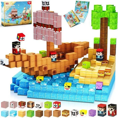Magnetic Building Blocks Mine Magnet World Construction Set Stacking Magnet Cube STEM Sensory Toys for Boy Girl Kids Age 3+